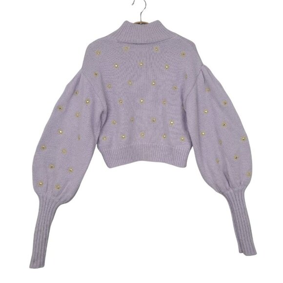 Farm Rio Mirror Embroidered Sweater in Soft Lilac Size XS - Picture 4 of 10